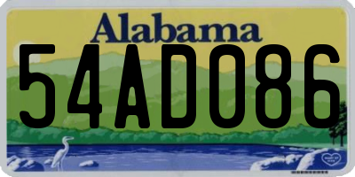 AL license plate 54AD086