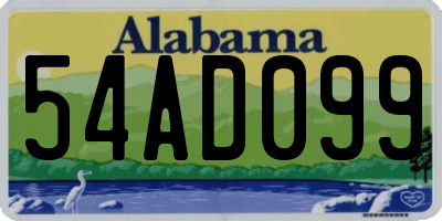 AL license plate 54AD099