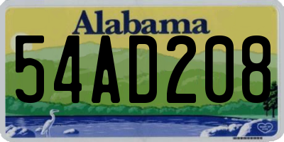 AL license plate 54AD208