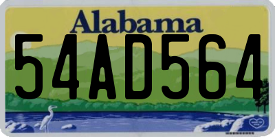 AL license plate 54AD564