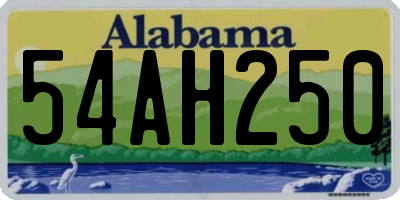 AL license plate 54AH250