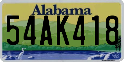 AL license plate 54AK418