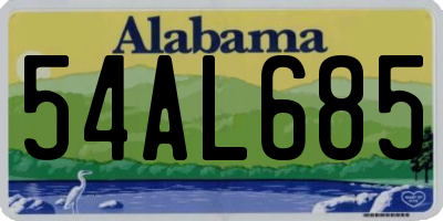 AL license plate 54AL685