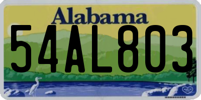 AL license plate 54AL803
