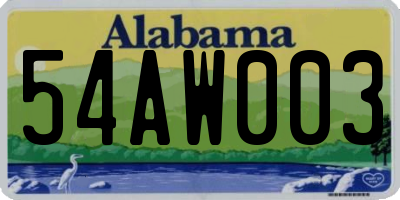AL license plate 54AW003