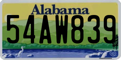 AL license plate 54AW839