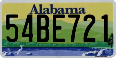 AL license plate 54BE721