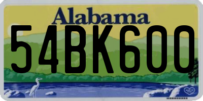 AL license plate 54BK600