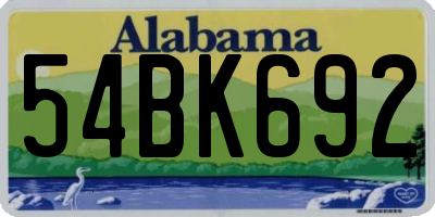 AL license plate 54BK692