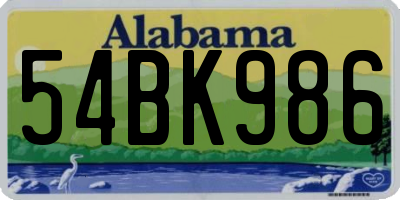 AL license plate 54BK986