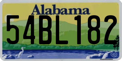AL license plate 54BL182