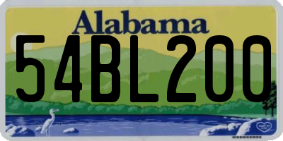 AL license plate 54BL200
