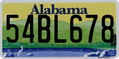AL license plate 54BL678