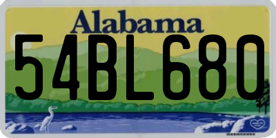 AL license plate 54BL680