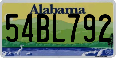 AL license plate 54BL792