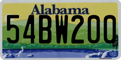 AL license plate 54BW200