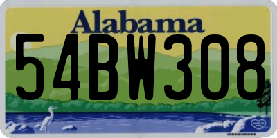 AL license plate 54BW308