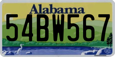 AL license plate 54BW567
