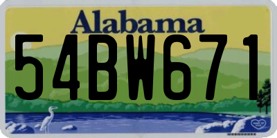 AL license plate 54BW671