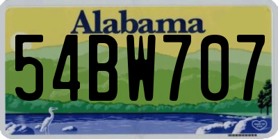 AL license plate 54BW707