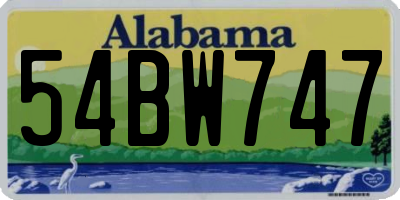 AL license plate 54BW747