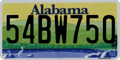 AL license plate 54BW750