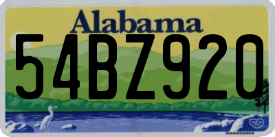 AL license plate 54BZ920