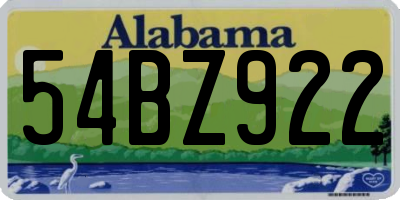 AL license plate 54BZ922