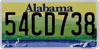 AL license plate 54CD738