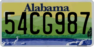 AL license plate 54CG987