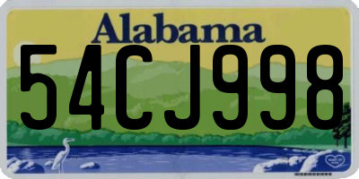 AL license plate 54CJ998