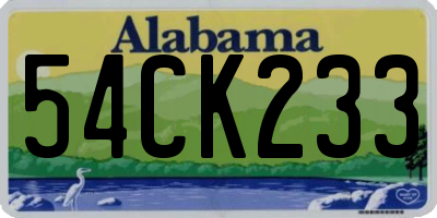 AL license plate 54CK233