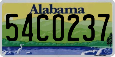 AL license plate 54CO237