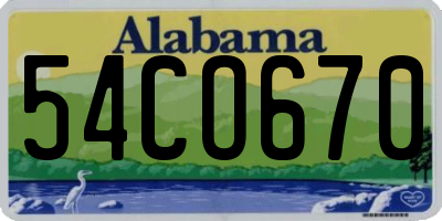 AL license plate 54CO670