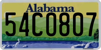 AL license plate 54CO807