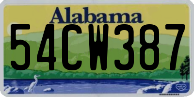 AL license plate 54CW387