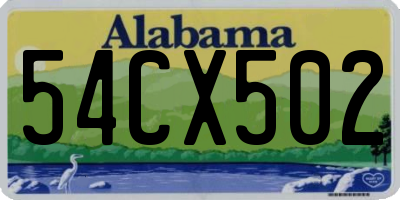 AL license plate 54CX502