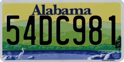 AL license plate 54DC981