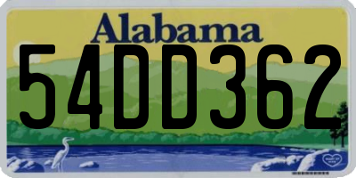 AL license plate 54DD362