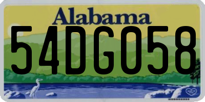 AL license plate 54DG058