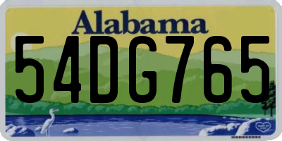 AL license plate 54DG765