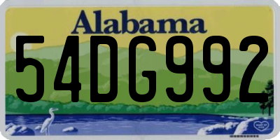 AL license plate 54DG992