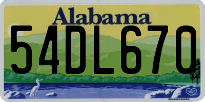 AL license plate 54DL670