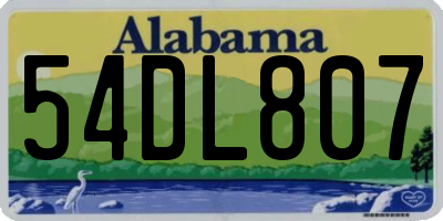 AL license plate 54DL807