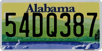 AL license plate 54DQ387