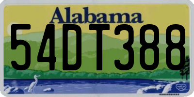 AL license plate 54DT388