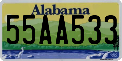 AL license plate 55AA533