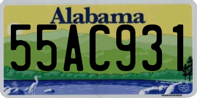 AL license plate 55AC931
