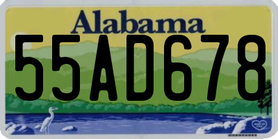 AL license plate 55AD678
