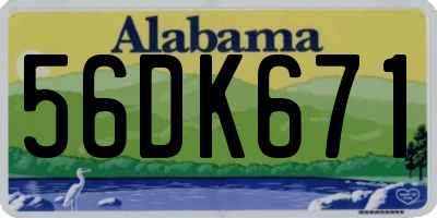 AL license plate 56DK671